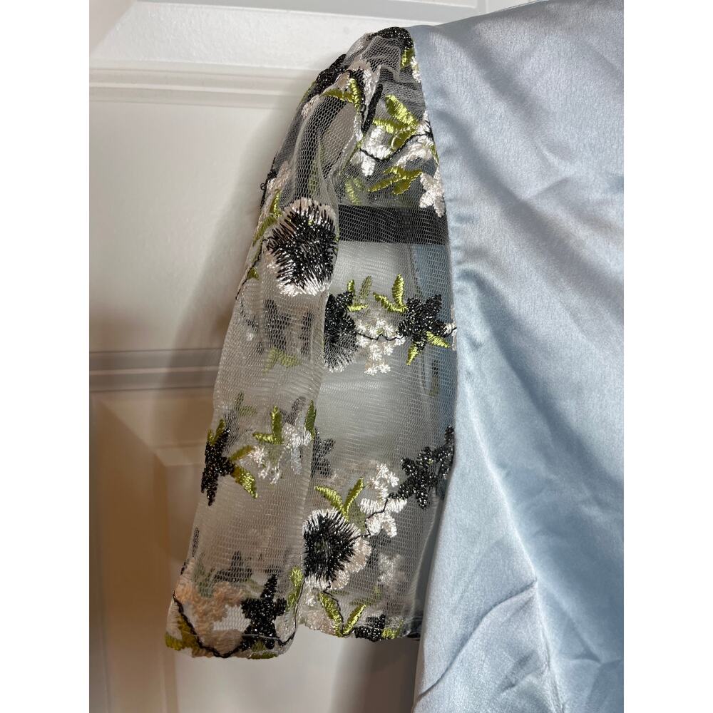 Anthropologie Hutch NEW Blue Satin Hidden Button Shirt XS Petite - Picture 3 of 11